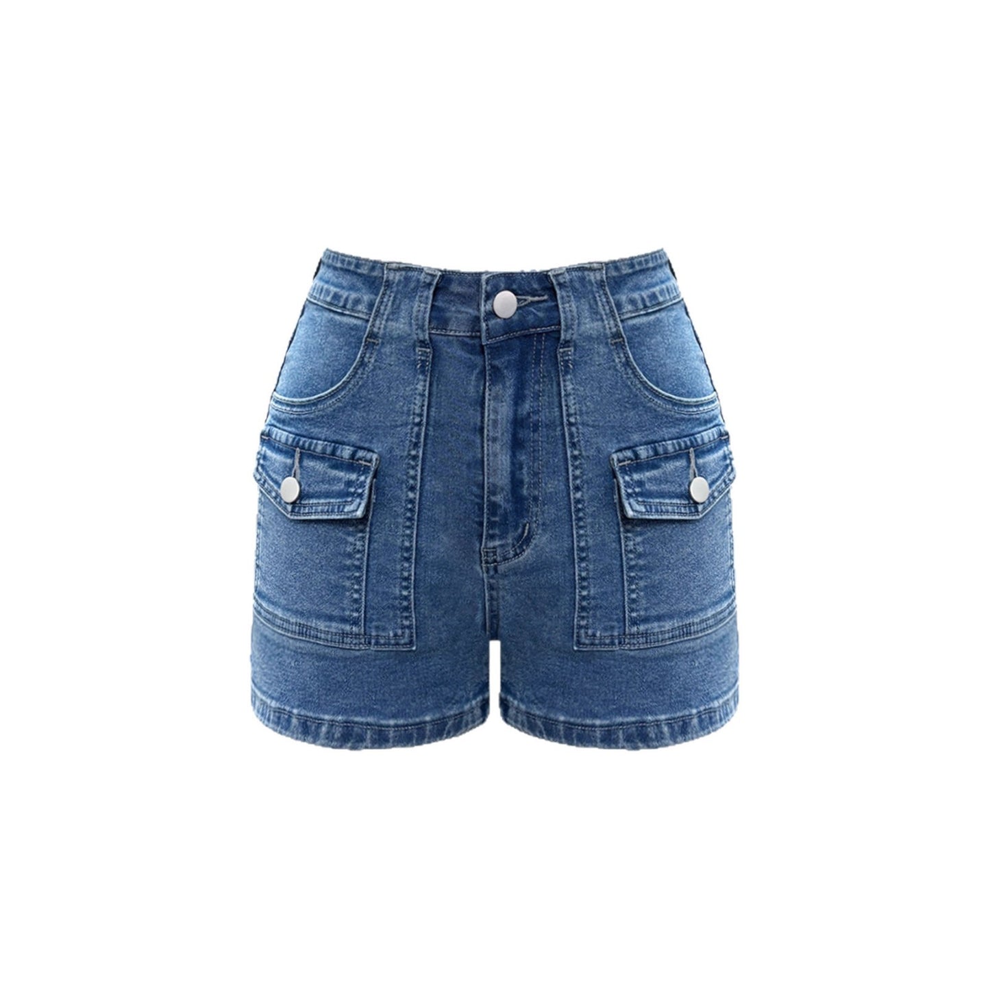 Short court en jean cargo taille haute pour femme