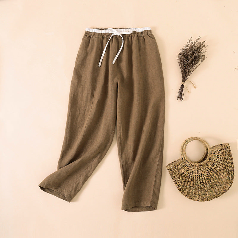 Pantalon Femme en Lin Coupe Ample