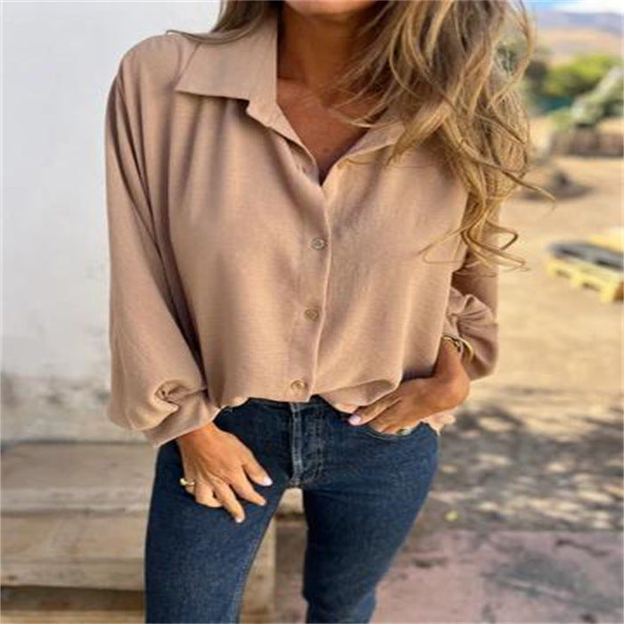 Chemise Femme Fluide à Manches Lanternes – Coupe Ample Élégante