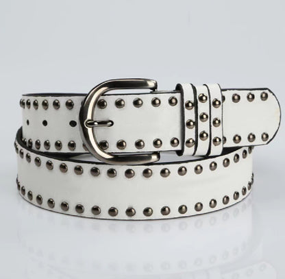Ceinture Femme en Cuir Souple à Rivets