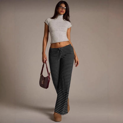 Pantalon Large Rayé Femme – Casual Chic