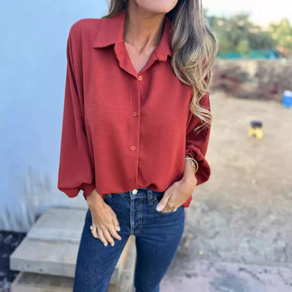 Chemise Femme Fluide à Manches Lanternes – Coupe Ample Élégante