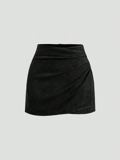 Jupe courte drapée asymétrique pour femme