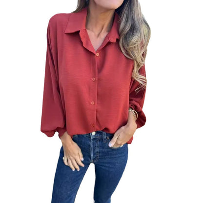 Chemise Femme Fluide à Manches Lanternes – Coupe Ample Élégante