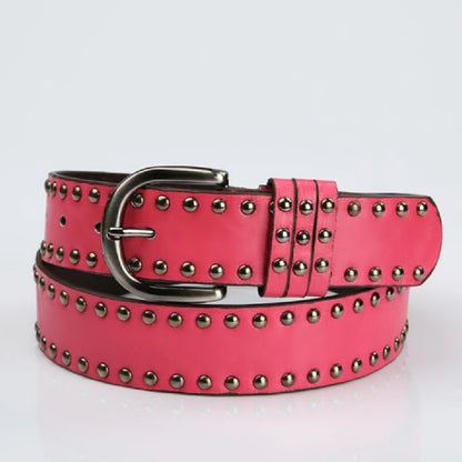 Ceinture Femme en Cuir Souple à Rivets
