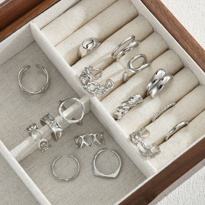 Niche-style Geometric Hollowed-out Heart Open-ring Jewelry