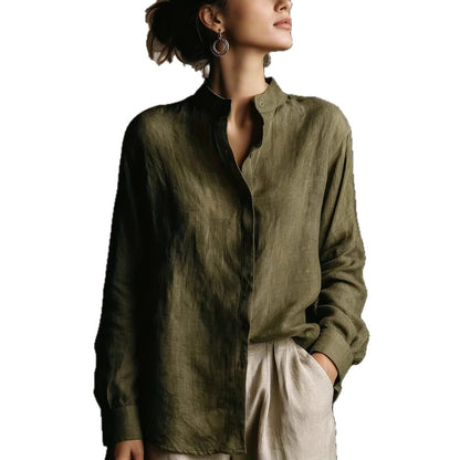 Chemise Femme en Coton et Lin – Style Rétro Chic