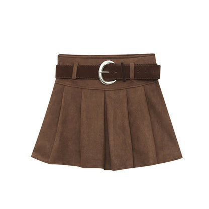 American-style Vintage A-line Pleated Short Skirt
