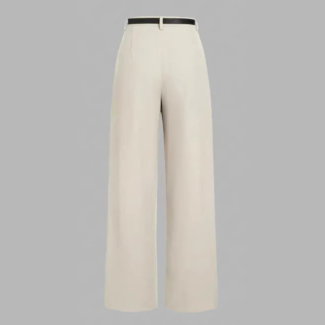 Pantalon Large Femme Élégant avec Ceinture