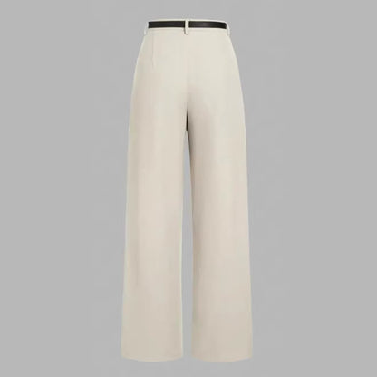 Pantalon Large Femme Élégant avec Ceinture