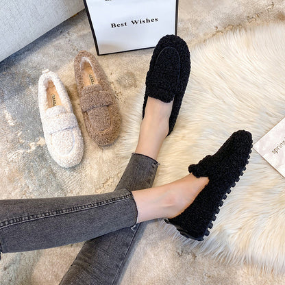Mocassins en peluche pour femme