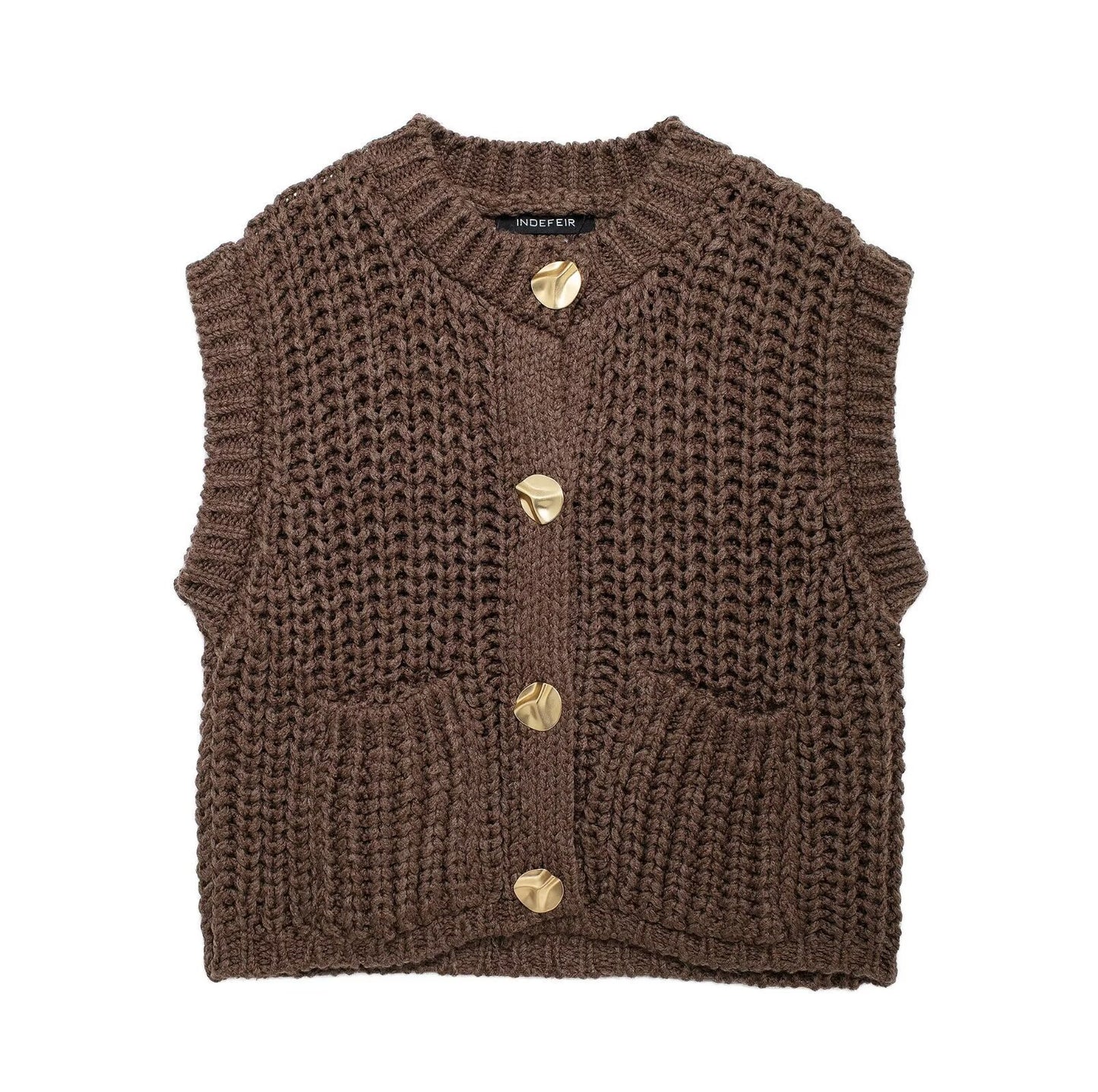 Gilet sans manches boutonné pour femme