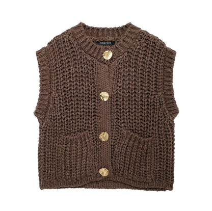 Gilet sans manches boutonné pour femme