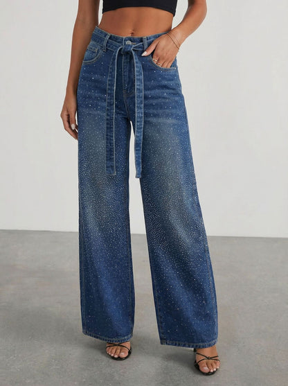 Jean Large Taille Haute Femme avec Ceinture