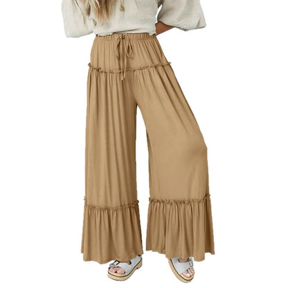 Pantalon Large Fluide Femme à Volants