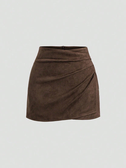 Jupe courte drapée asymétrique pour femme