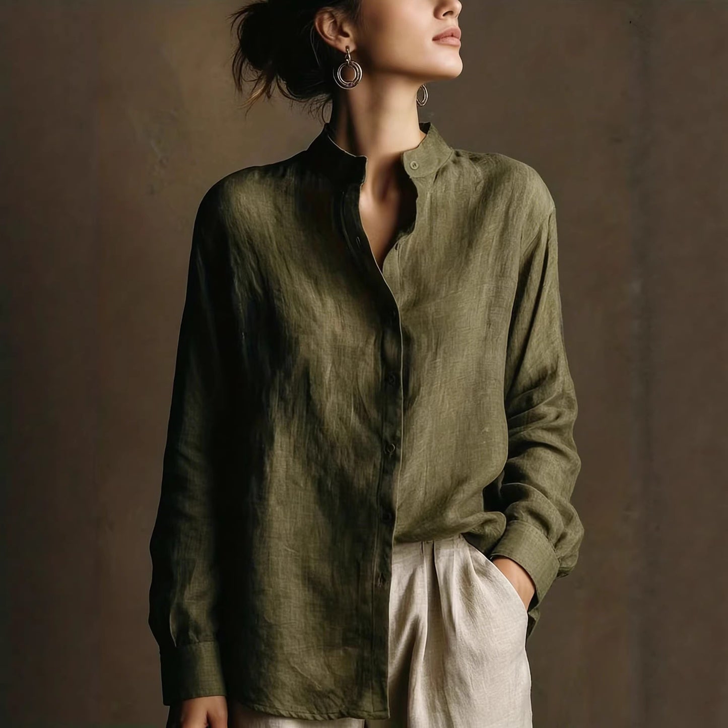 Chemise Femme en Coton et Lin – Style Rétro Chic