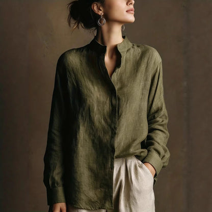 Chemise Femme en Coton et Lin – Style Rétro Chic