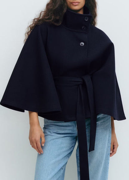 Manteau cape ceinturé pour femme – Élégance automne hiver