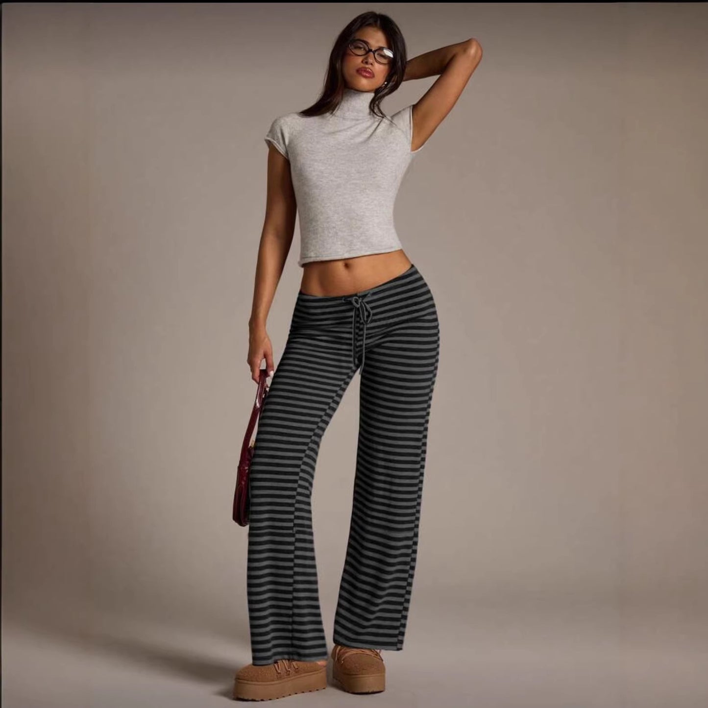 Pantalon Large Rayé Femme – Casual Chic