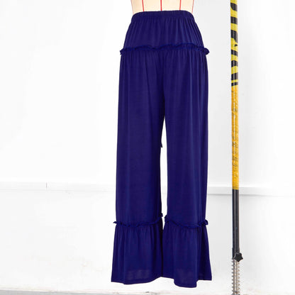 Pantalon Large Fluide Femme à Volants