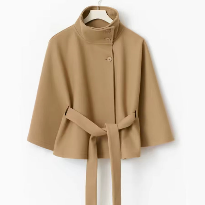 Manteau cape ceinturé pour femme – Élégance automne hiver