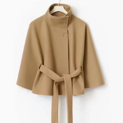 Manteau cape ceinturé pour femme – Élégance automne hiver