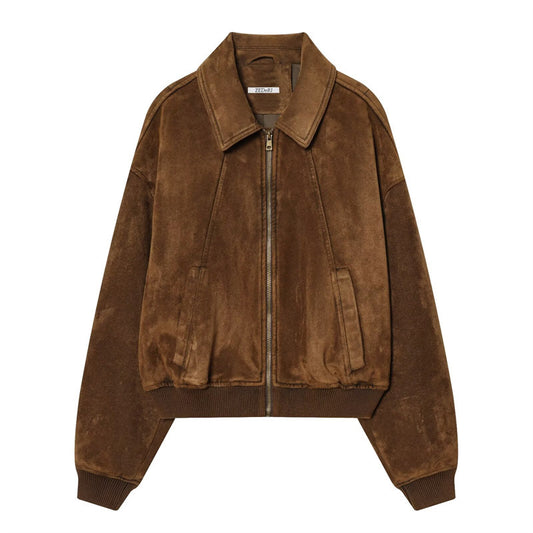 Women's Fashionable Casual Loose Suede-Texture Jacket Coats