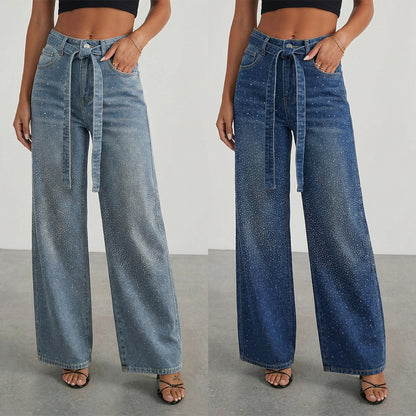 Jean Large Taille Haute Femme avec Ceinture
