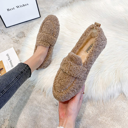 Mocassins en peluche pour femme