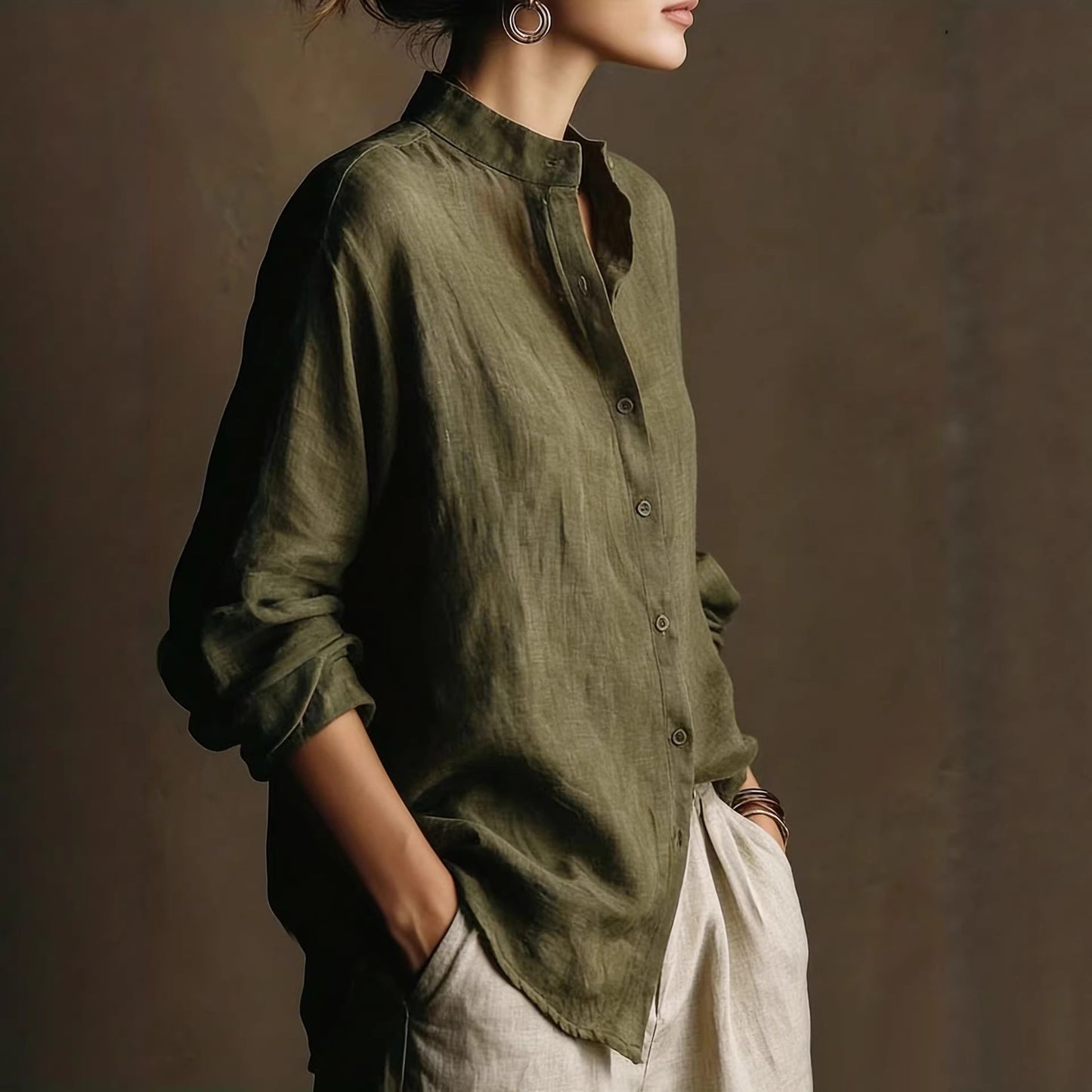 Chemise Femme en Coton et Lin – Style Rétro Chic