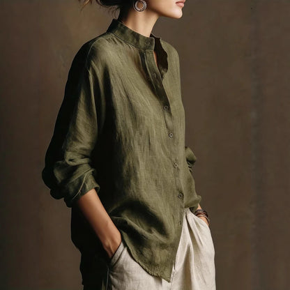 Chemise Femme en Coton et Lin – Style Rétro Chic