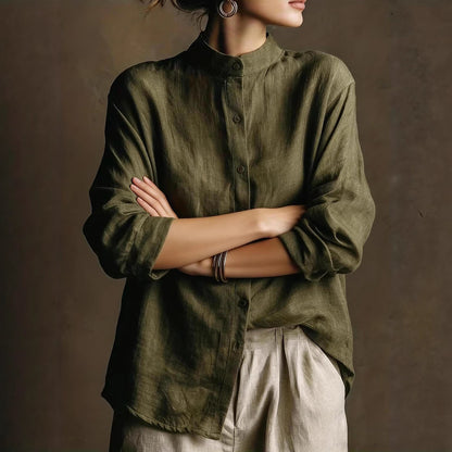 Chemise Femme en Coton et Lin – Style Rétro Chic