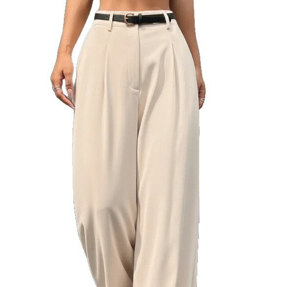 Pantalon Large Femme Élégant avec Ceinture