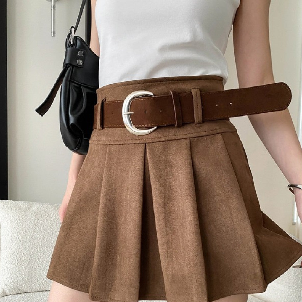 American-style Vintage A-line Pleated Short Skirt