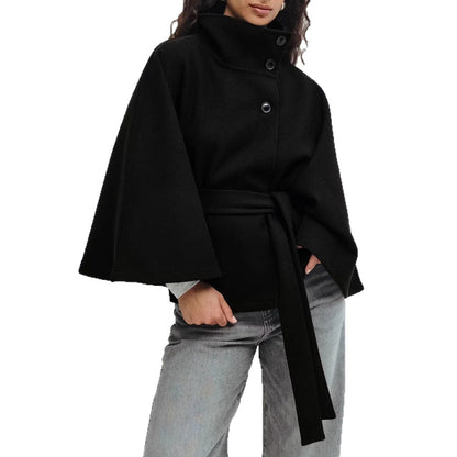 Manteau cape ceinturé pour femme – Élégance automne hiver